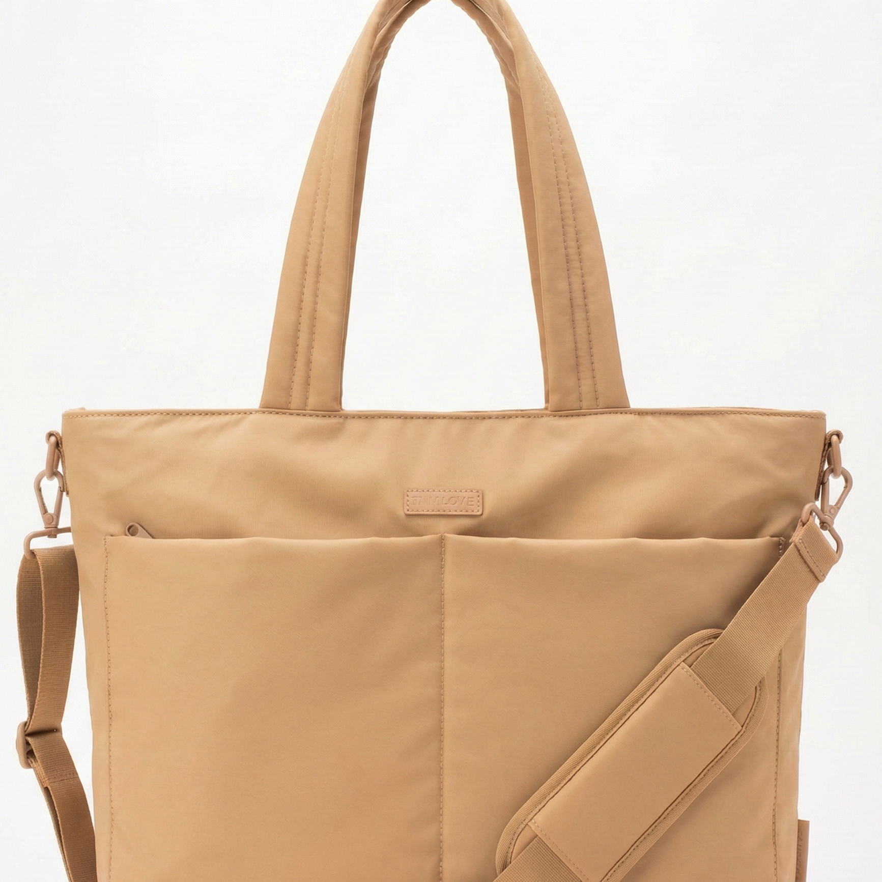 Beige tote bag with shoulder strap