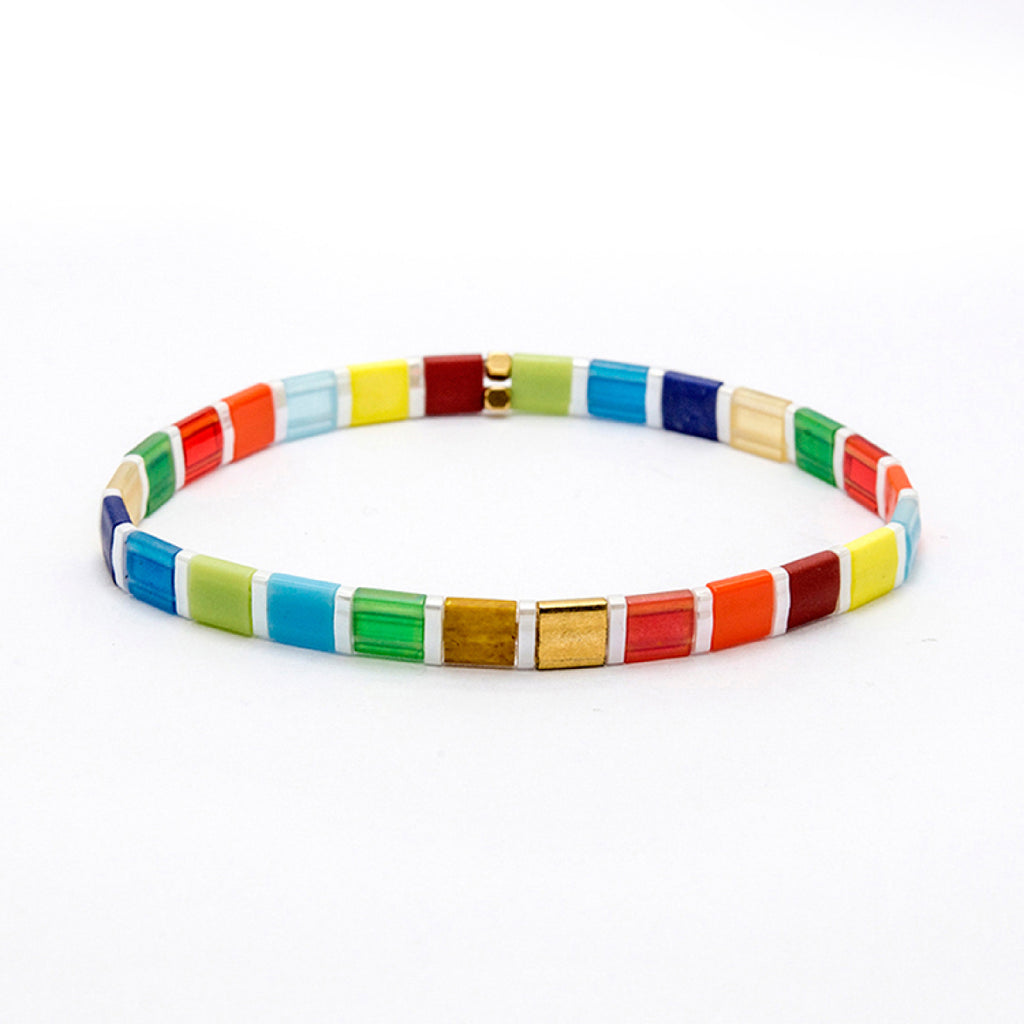 Tila Bracelet, Tile Bead Bracelets, Bangle Bracelet, Gift for Friend, Fun  Minimalist Colorful Everyday Stretch Layering, Wedding Favor Wish – Just  Bead It